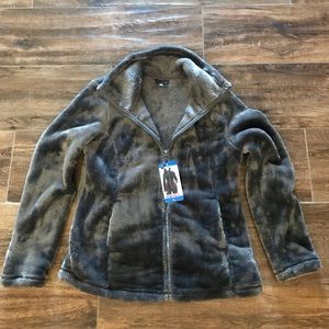 Charcoal grey fuzzy zip up jacket